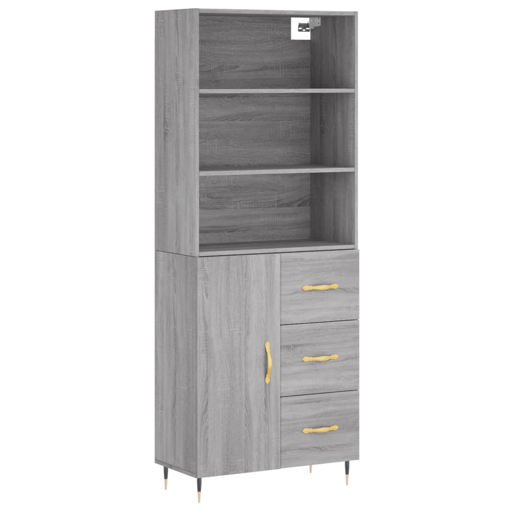 Hoge Kast 69,5X34X180 Cm Bewerkt Hout Eikenkleurig