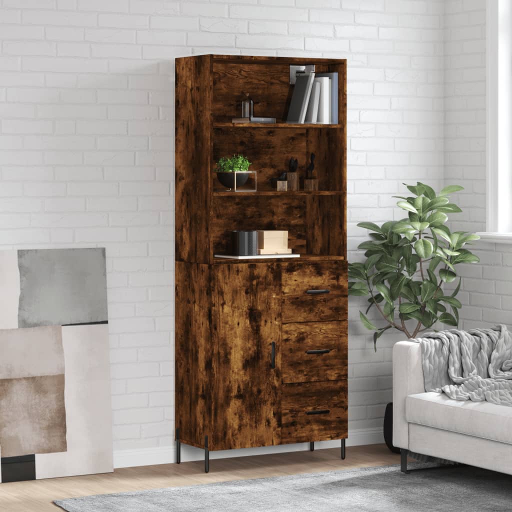 Hoge Kast 69,5X34X180 Cm Bewerkt Hout Eikenkleurig