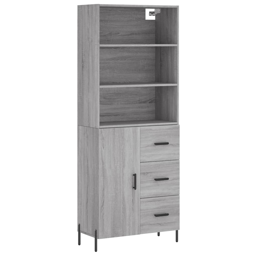 Hoge Kast 69,5X34X180 Cm Bewerkt Hout Eikenkleurig