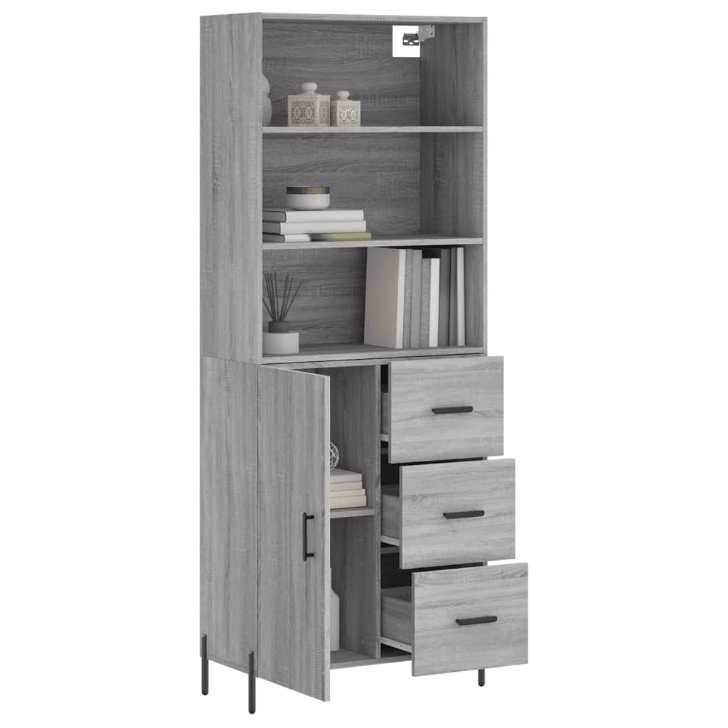 Hoge Kast 69,5X34X180 Cm Bewerkt Hout Eikenkleurig