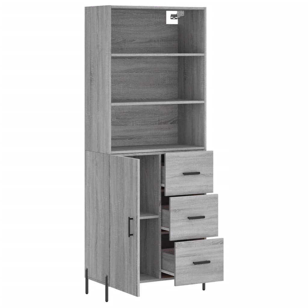 Hoge Kast 69,5X34X180 Cm Bewerkt Hout Eikenkleurig