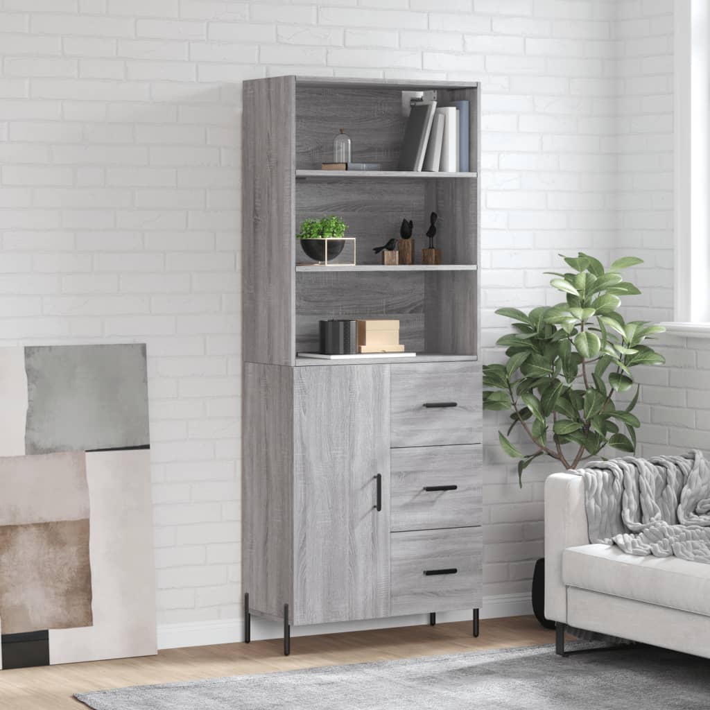 Hoge Kast 69,5X34X180 Cm Bewerkt Hout Eikenkleurig