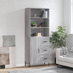 Hoge Kast 69,5X34X180 Cm Bewerkt Hout Eikenkleurig