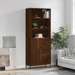 Hoge Kast 69,5X34X180 Cm Bewerkt Hout Eikenkleurig