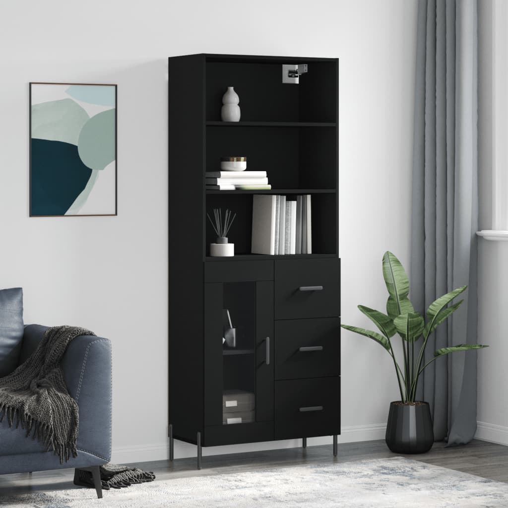Hoge Kast 69,5X34X180 Cm Bewerkt Hout Kleurig