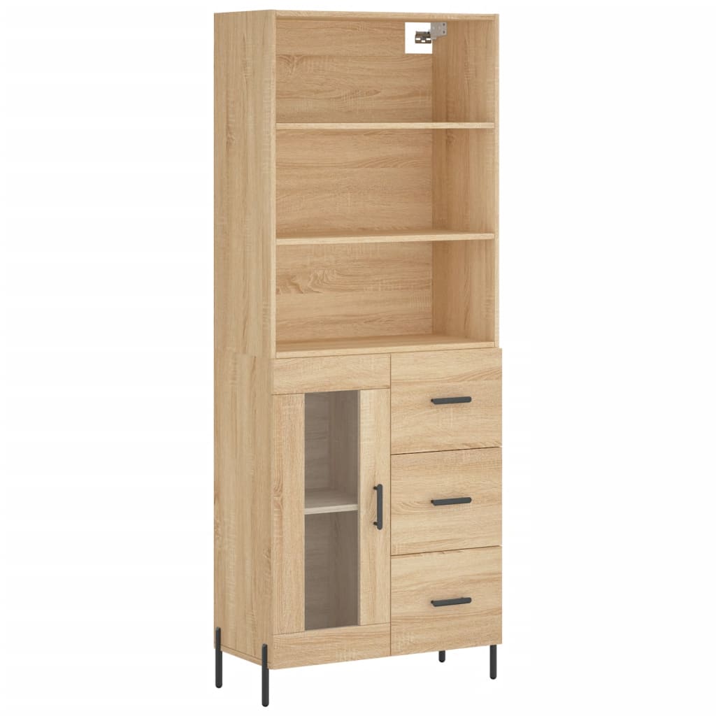 Hoge Kast 69,5X34X180 Cm Bewerkt Hout Kleurig