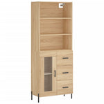 Hoge Kast 69,5X34X180 Cm Bewerkt Hout Kleurig