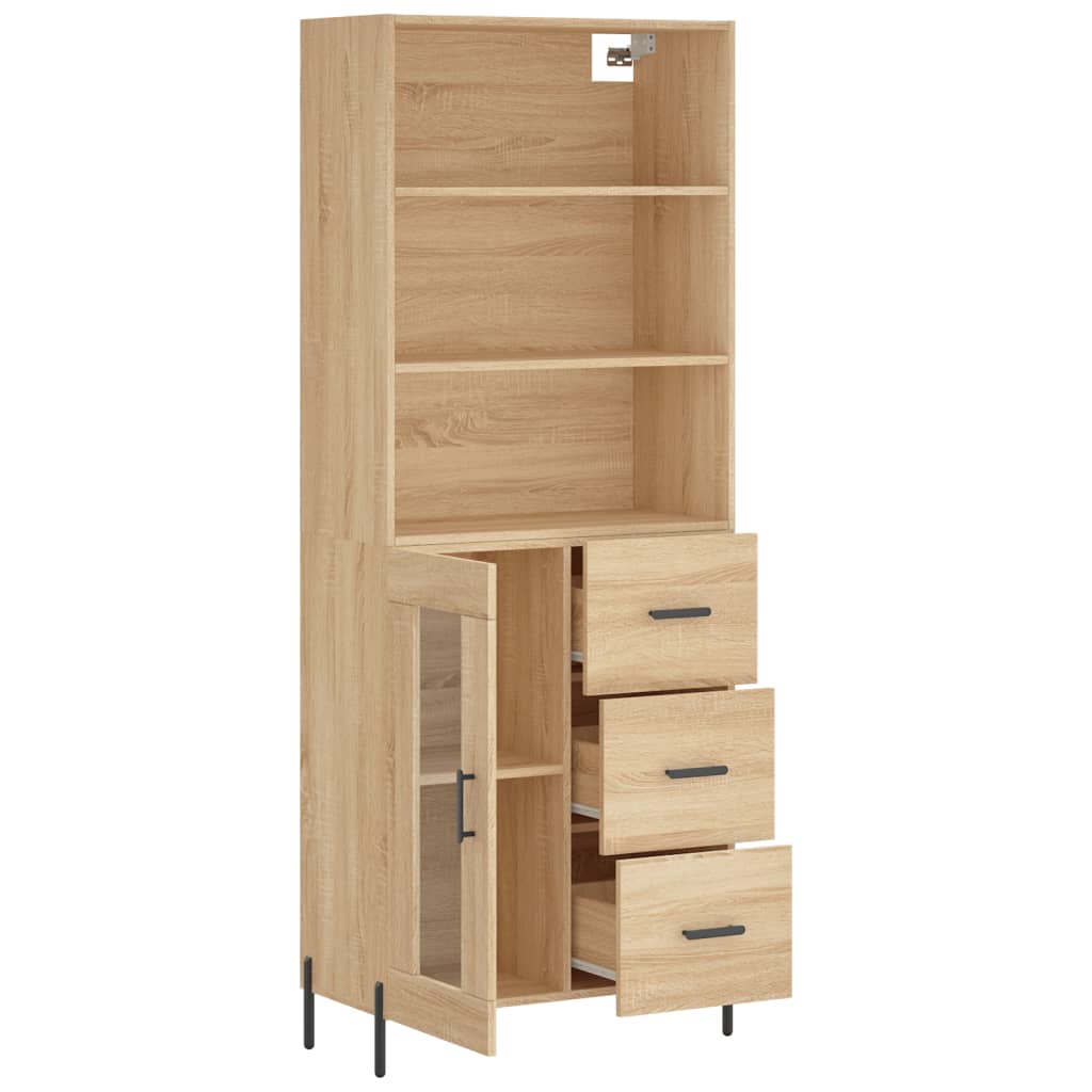 Hoge Kast 69,5X34X180 Cm Bewerkt Hout Kleurig