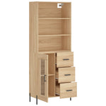 Hoge Kast 69,5X34X180 Cm Bewerkt Hout Kleurig