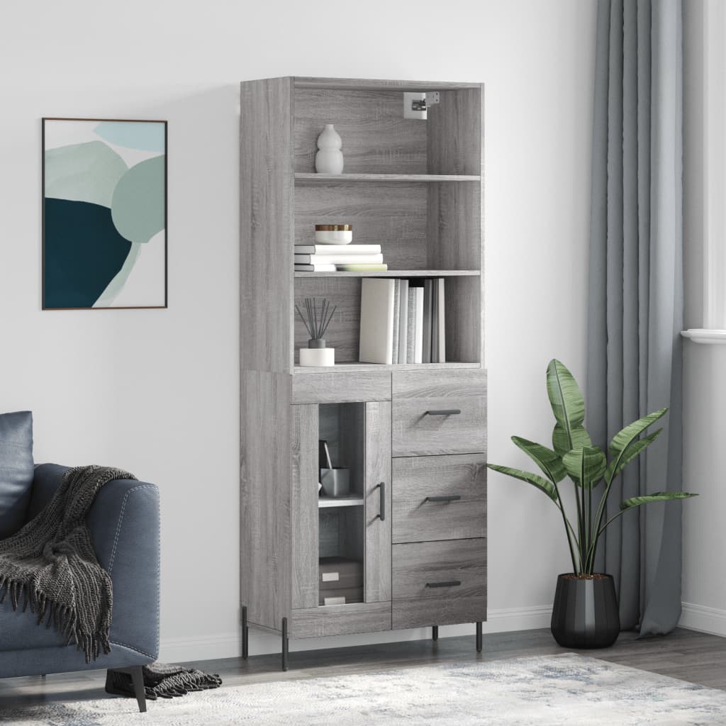 Hoge Kast 69,5X34X180 Cm Bewerkt Hout Kleurig