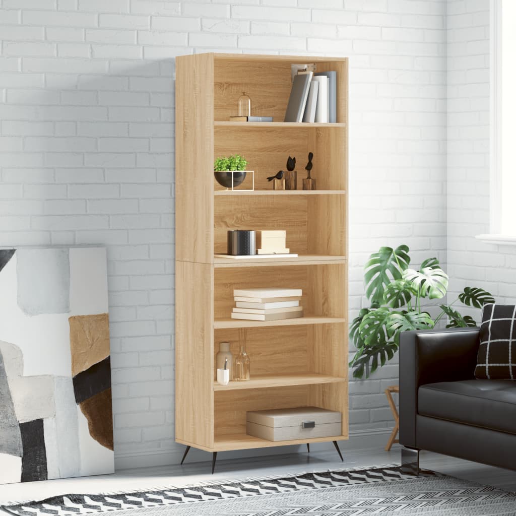 Hoge Kast 69,5X32,5X180 Cm Bewerkt Hout Eikenkleur