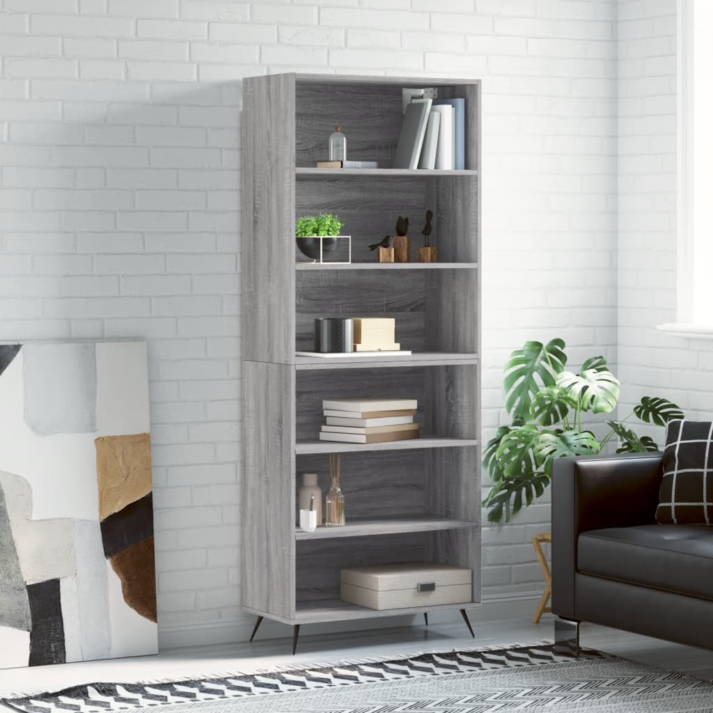 Hoge Kast 69,5X32,5X180 Cm Bewerkt Hout Eikenkleur