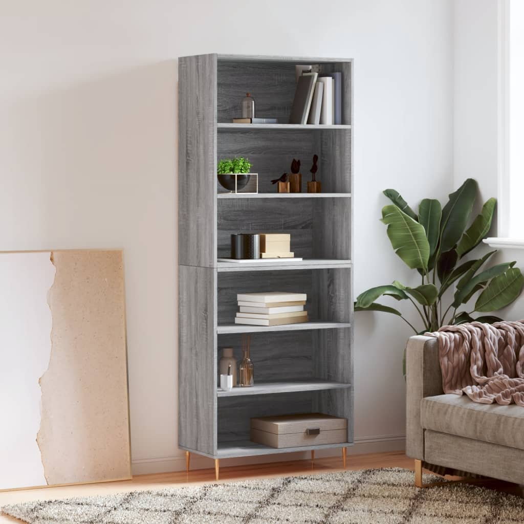 Hoge Kast 69,5X32,5X180 Cm Bewerkt Hout Eikenkleur