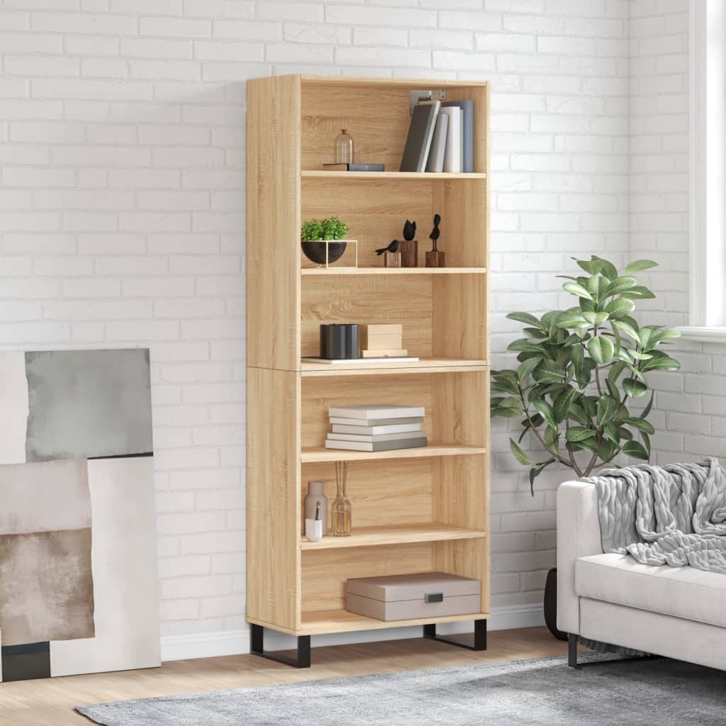 Hoge Kast 69,5X32,5X180 Cm Bewerkt Hout Eikenkleur