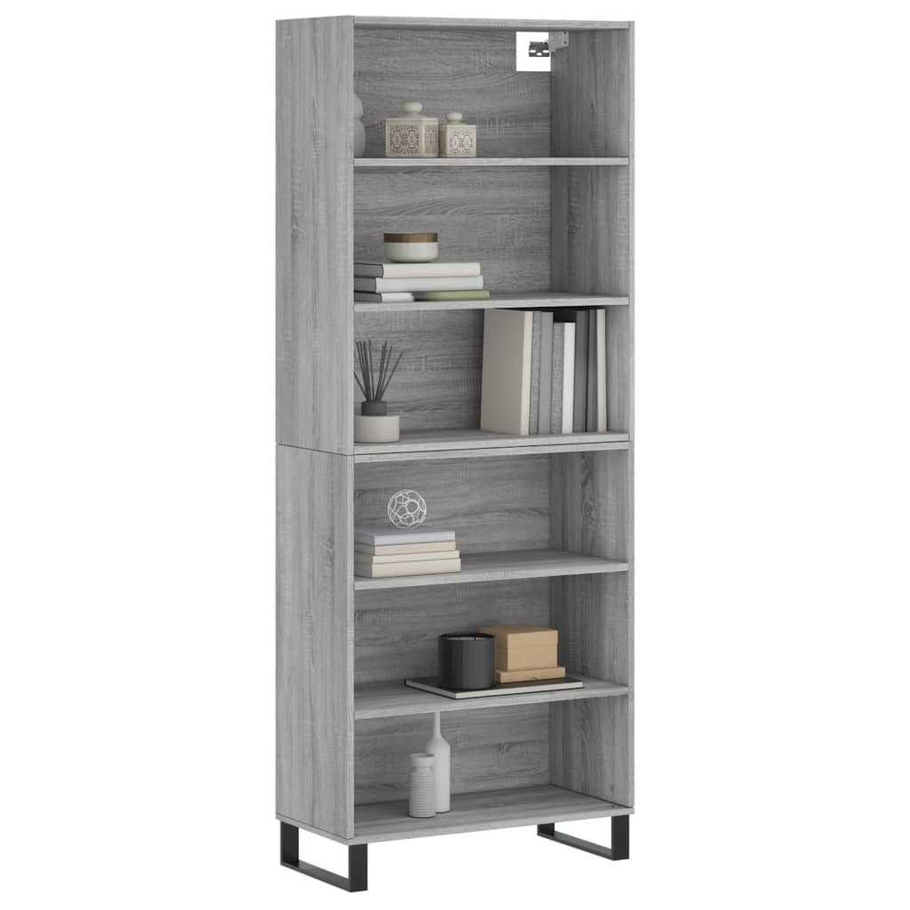 Hoge Kast 69,5X32,5X180 Cm Bewerkt Hout Eikenkleur