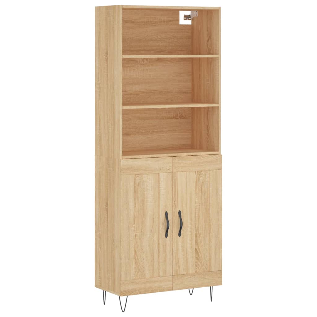 Hoge Kast 69,5X34X180 Cm Bewerkt Hout Kleurig