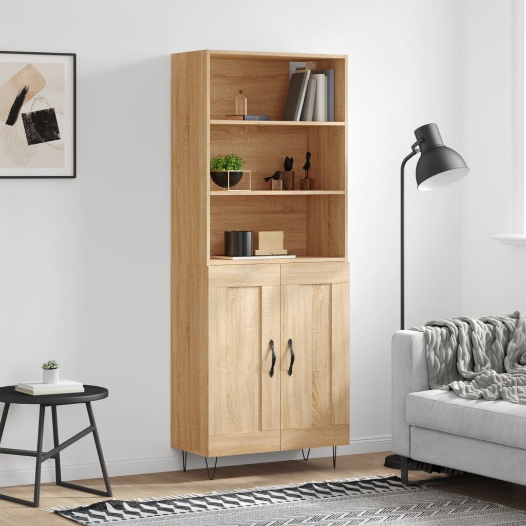 Hoge Kast 69,5X34X180 Cm Bewerkt Hout Kleurig