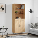 Hoge Kast 69,5X34X180 Cm Bewerkt Hout Kleurig
