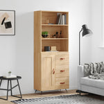 Hoge Kast 69,5X34X180 Cm Bewerkt Hout Eikenkleurig