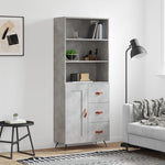 Hoge Kast 69,5X34X180 Cm Bewerkt Hout Eikenkleurig
