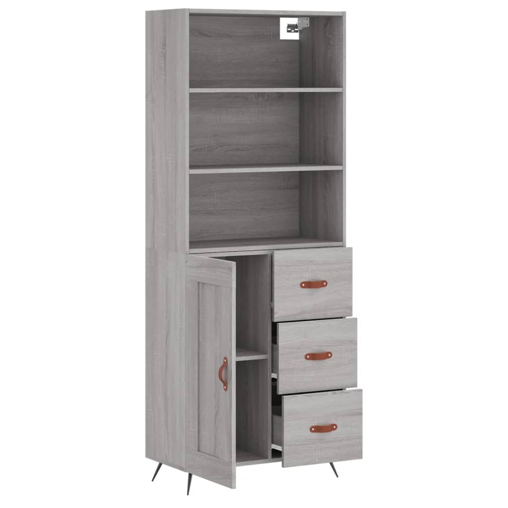 Hoge Kast 69,5X34X180 Cm Bewerkt Hout Eikenkleurig