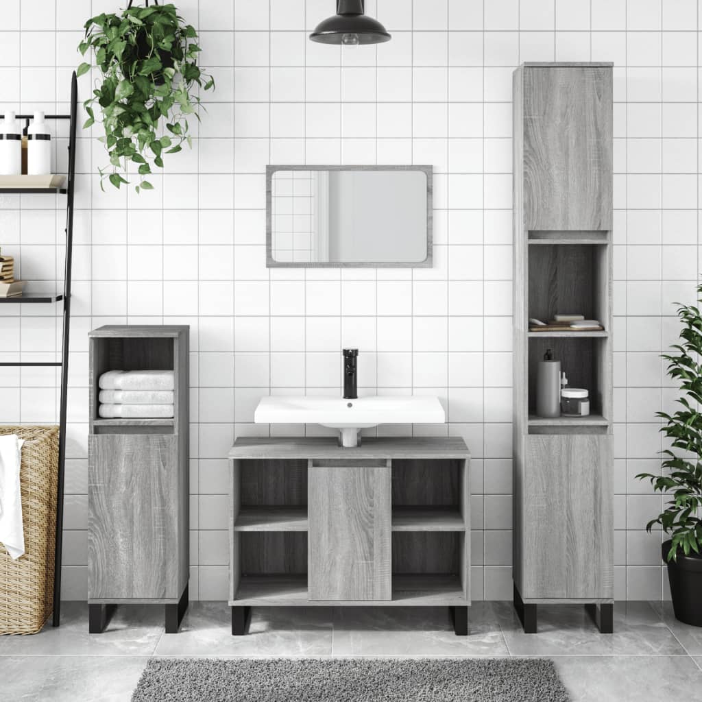 Badkamermeubelset Bewerkt Hout Eikenkleur