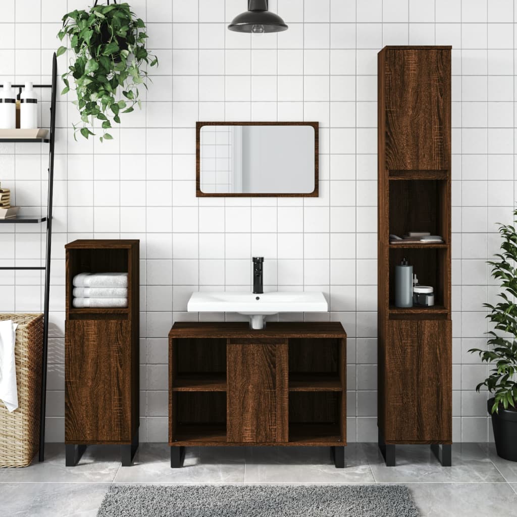Badkamermeubelset Bewerkt Hout Eikenkleur
