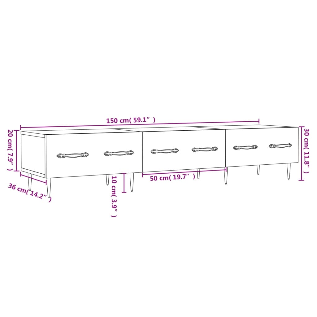 Tv-Meubel 50X36X30 Cm Bewerkt Hout