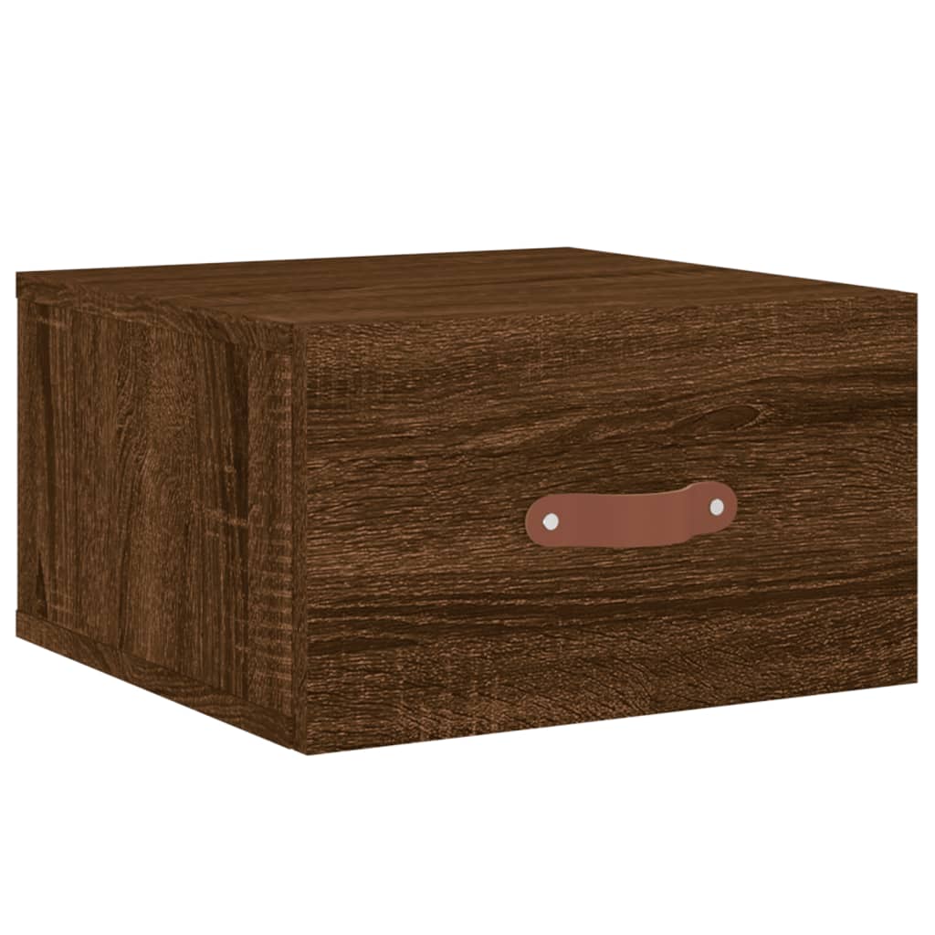 Nachtkastje Wandgemonteerd 35X35X20 Cm Bruin Eikenkleur