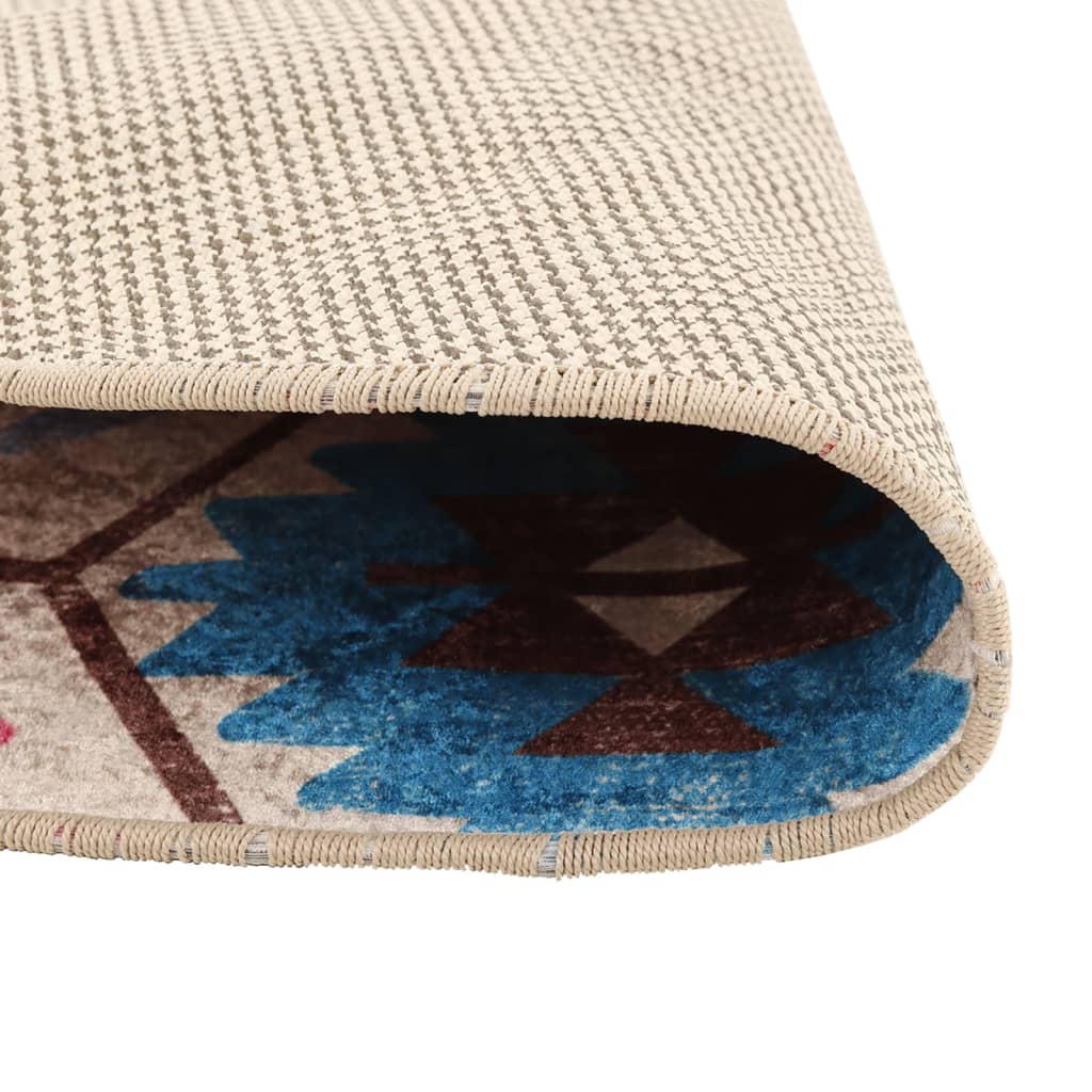 Vloerkleed Wasbaar Anti-Slip Meerkleurig Blauw En Wit
