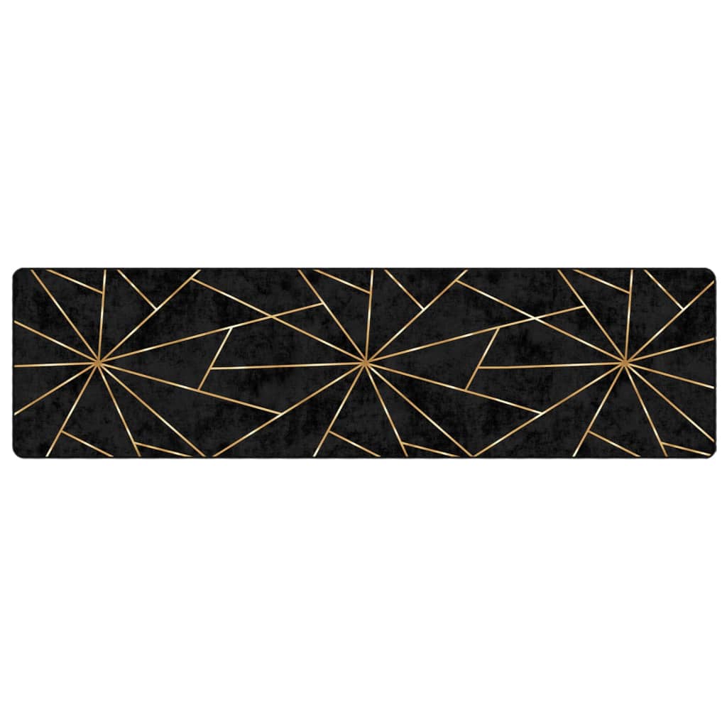 Vloerkleed Wasbaar Anti-Slip Kleurig Zwart En Goud