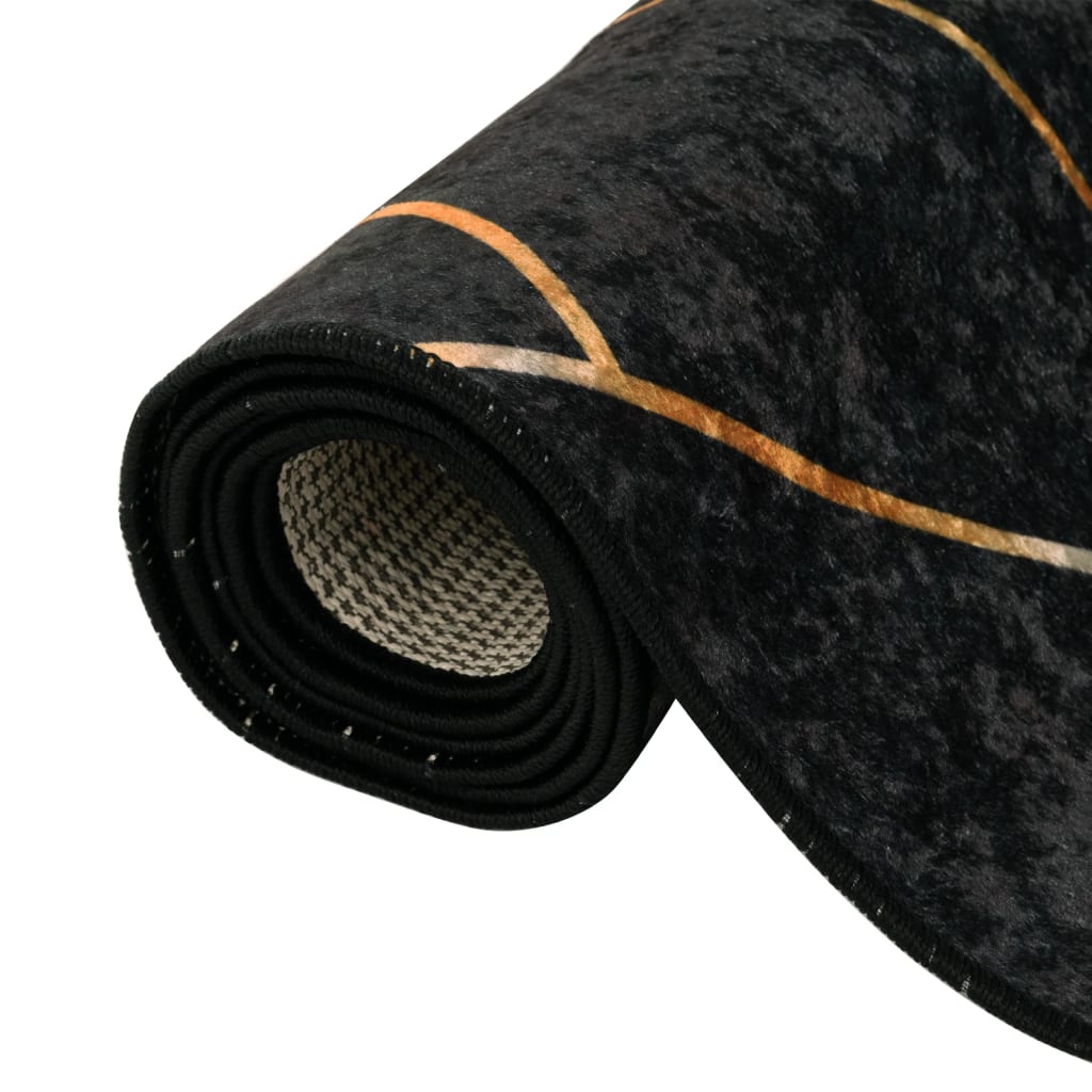 Vloerkleed Wasbaar Anti-Slip Kleurig Zwart En Goud