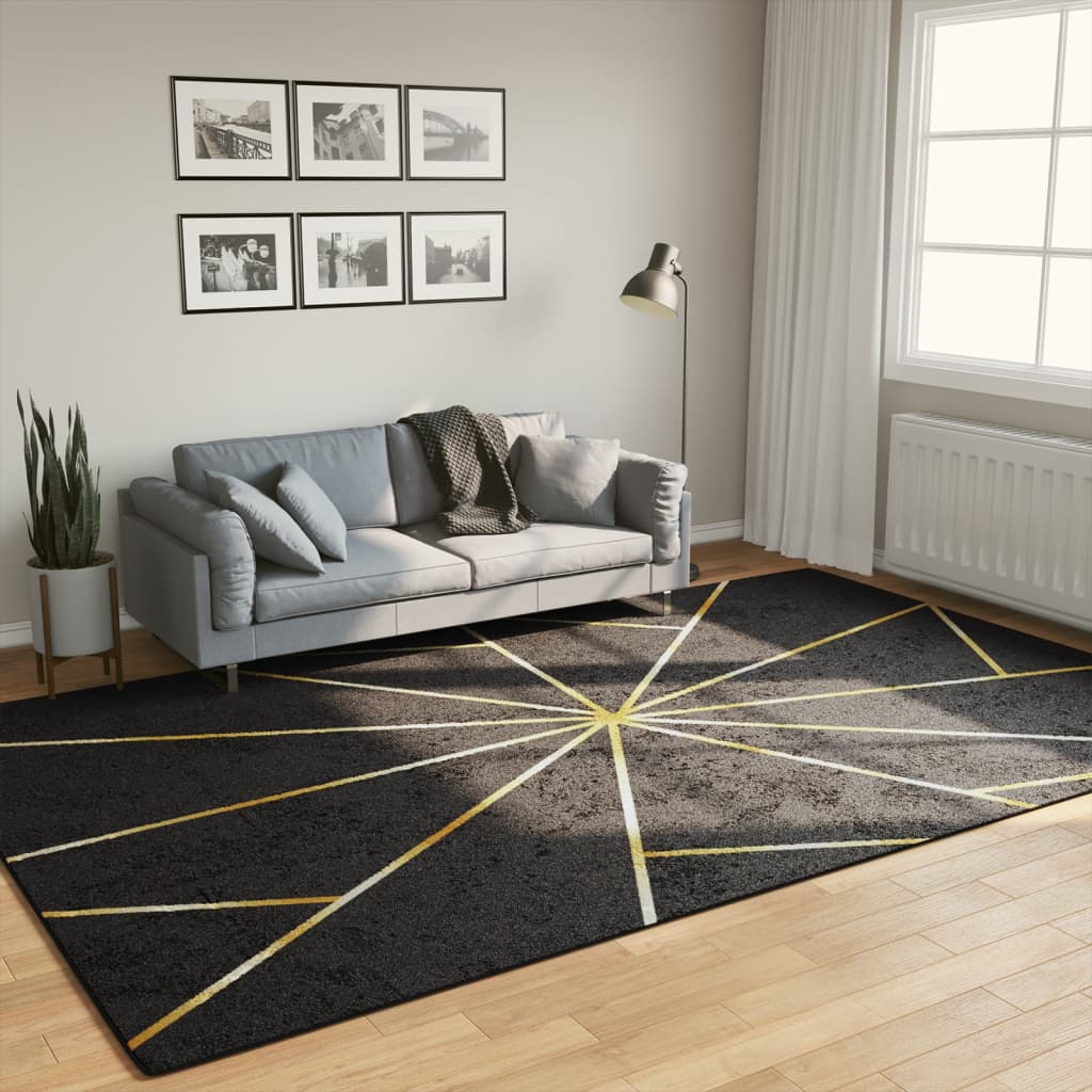 Vloerkleed Wasbaar Anti-Slip Kleurig Zwart En Goud