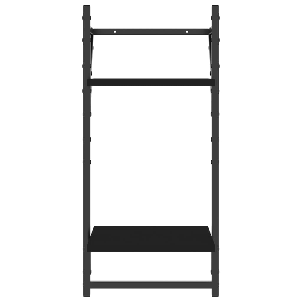 Wandschappen 2-Laags Met Stangen Zwart