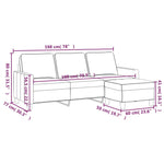 Driezitsbank Met Voetenbank 180 Cm Stof