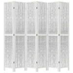 Kamerscherm Met 6 Panelen Massief Paulowniahout Wit