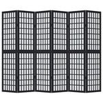 Kamerscherm Met 6 Panelen Massief Paulowniahout Zwart