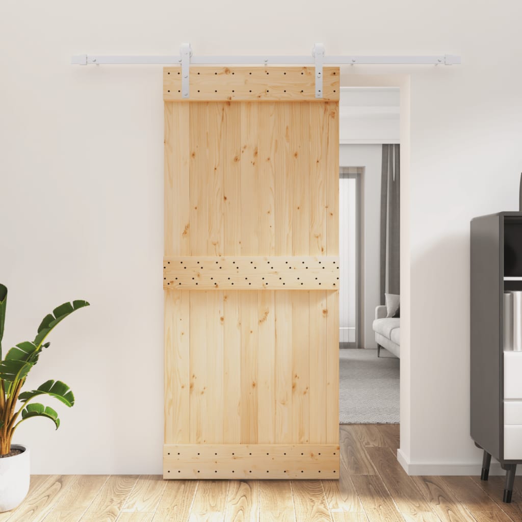 Schuifdeur Met Beslag 90X210 Cm Massief Grenenhout
