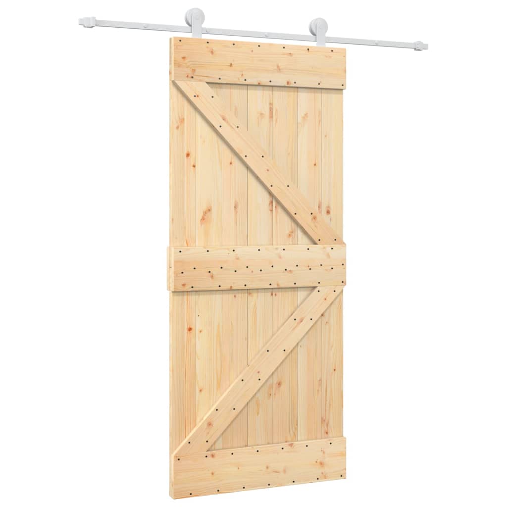Schuifdeur Met Beslag 90X210 Cm Massief Grenenhout