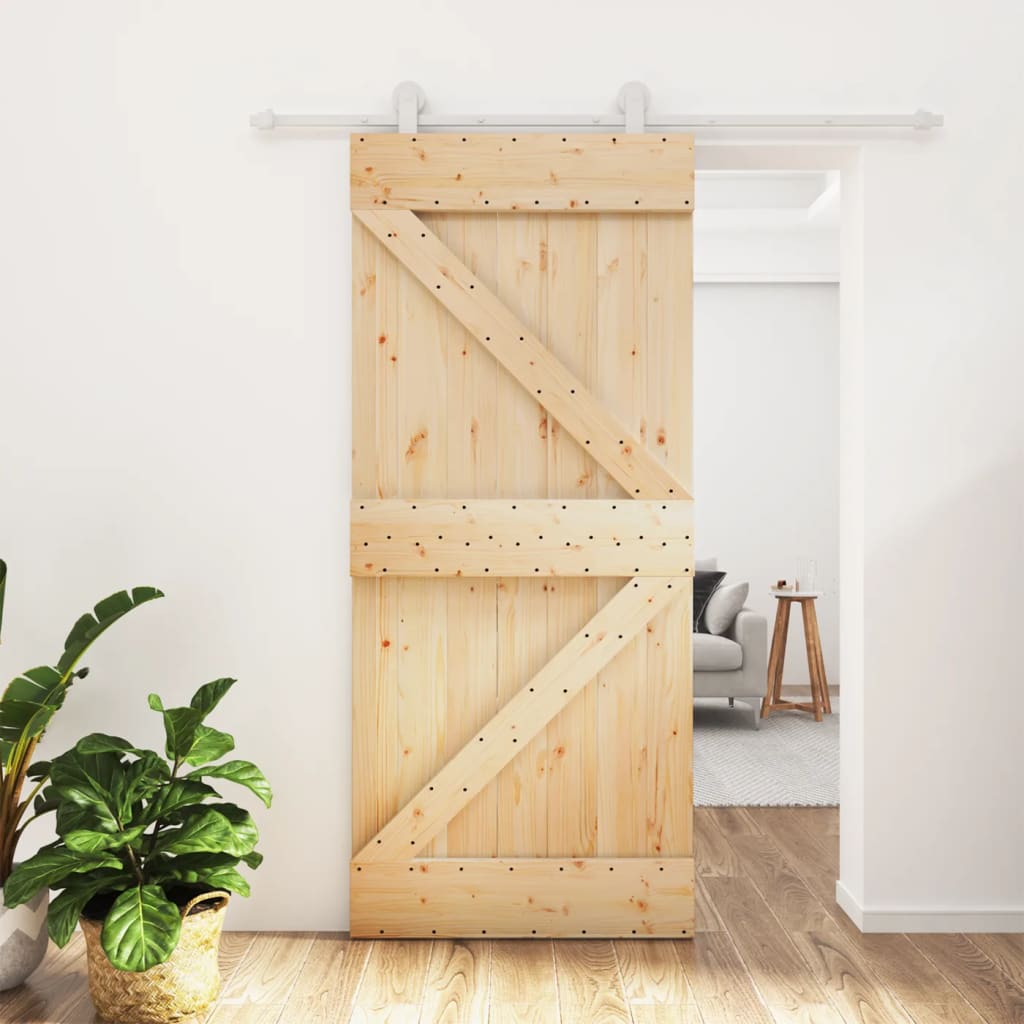 Schuifdeur Met Beslag 90X210 Cm Massief Grenenhout