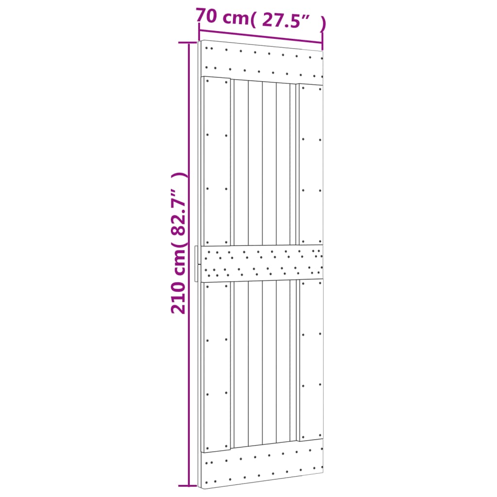 Schuifdeur Met Beslag 70X210 Cm Massief Grenenhout