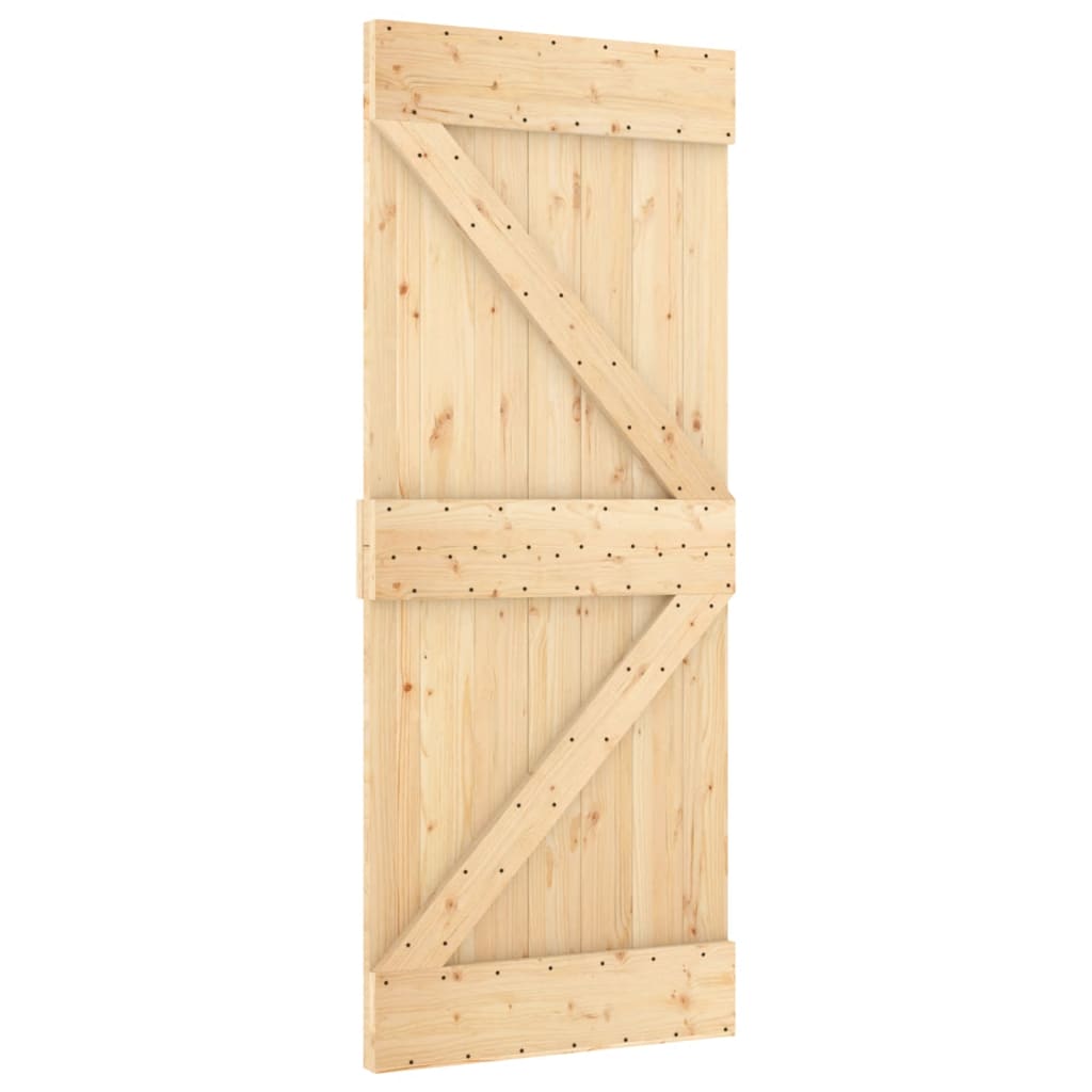 Schuifdeur Met Beslag 80X210 Cm Massief Grenenhout Groen
