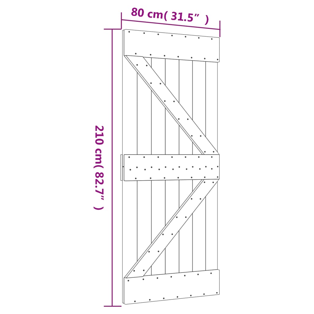 Schuifdeur Met Beslag 80X210 Cm Massief Grenenhout Groen