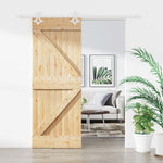 Schuifdeur Met Beslag 80X210 Cm Massief Grenenhout Groen