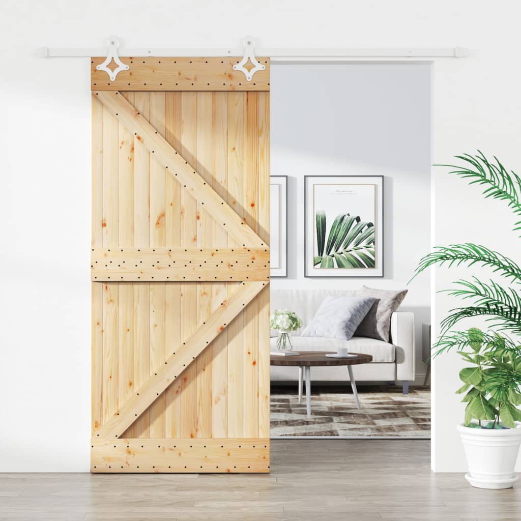 Schuifdeur Met Beslag 100X210 Cm Massief Grenenhout
