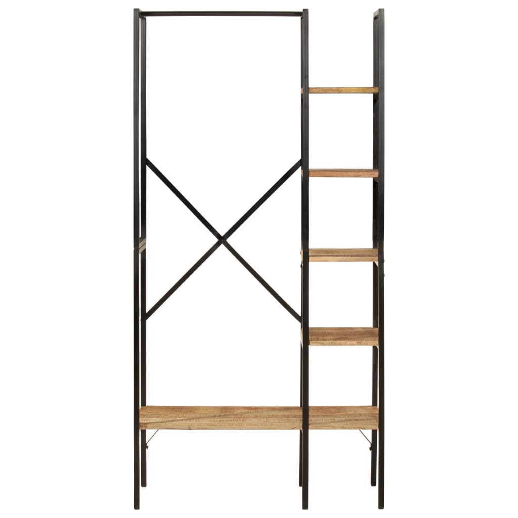 Kledingrek Met Schappen 90X40X190 Cm Massief Mangohout En Ijzer