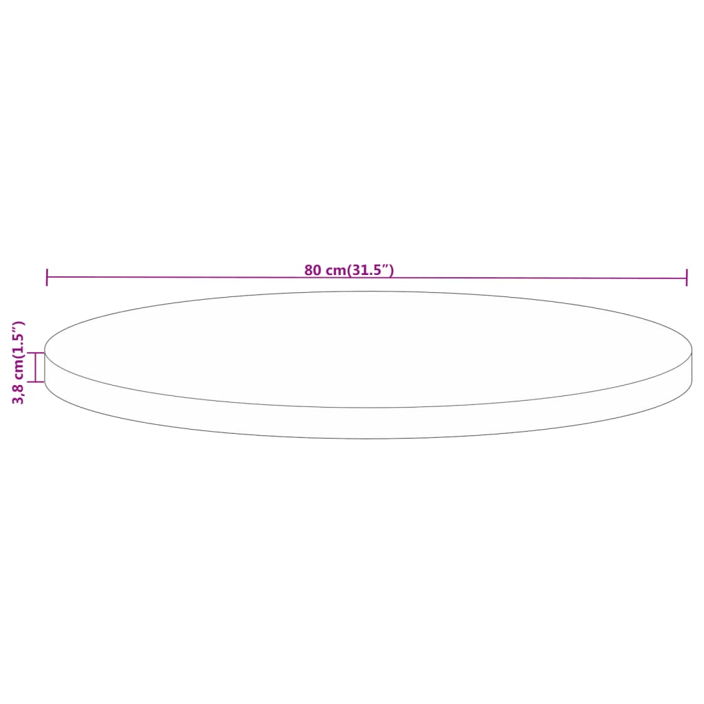 Tafelblad Rond Ø 80X3,8 Cm Massief Gerecycled Hout Gerecycled Hout (Meerkleurig)