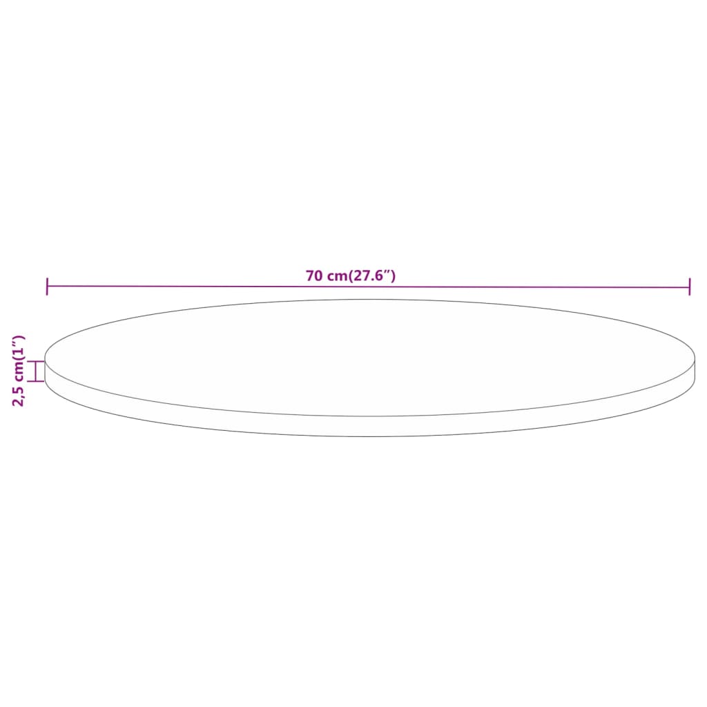 Tafelblad Rond Ø 70X2,5 Cm Massief Ruw Mangohout Mangohout (Eikenafwerking)