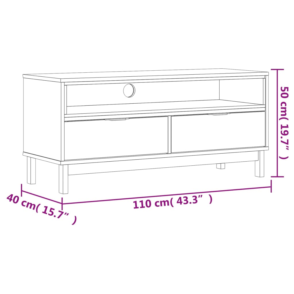 Tv-Meubel Flam 110X40X50 Cm Massief Grenenhout Donkerbruin