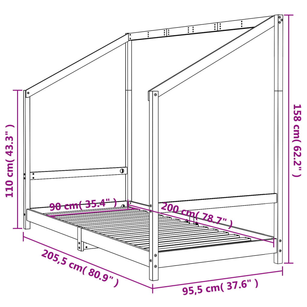Kinderbedframe Massief Grenenhout